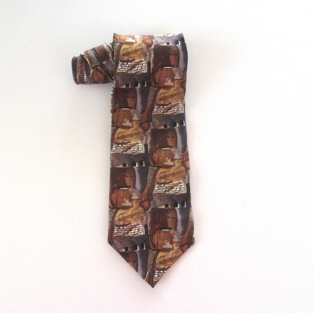 JERRY GARCIA musical notes brown & gray necktie